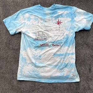 VTG Cayman Islands T Shirt Tie Dye Tall Sail Boat Ship Hopper Map Hanes Beefy